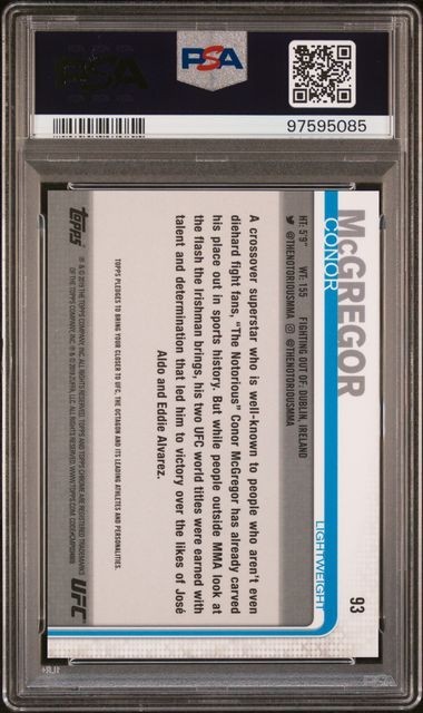 Conor McGregor 2019 Topps Chrome UFC Diamond Refractor Card #93 PSA 10 GEM MINT view 2