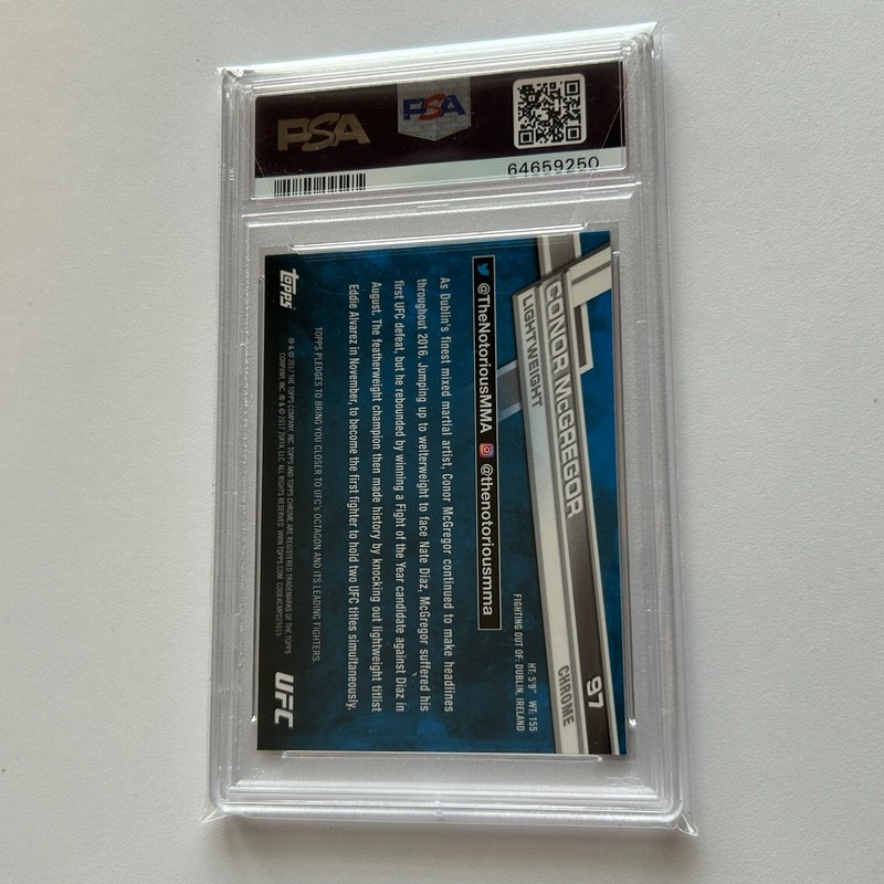 Conor McGregor 2017 Topps Chrome UFC Card #97 PSA 10 GEM MINT view 2