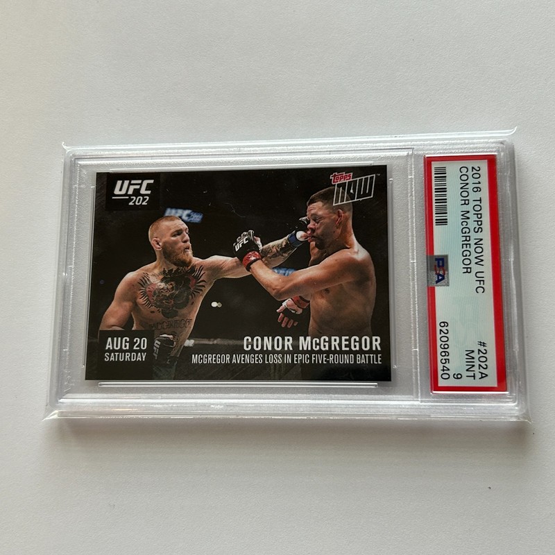 Conor McGregor 2016 Topps Now UFC 202 vs. Nate Diaz #202-A Print Run 636 PSA 9
