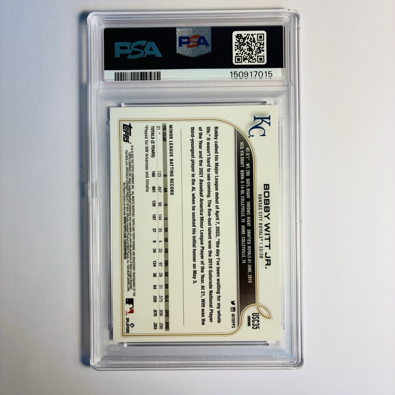 Topps 2022 Chrome Update Bobby Witt Jr. Royals #USC35 RC PSA 8⭐️Gold Glove🏆Nice view 2
