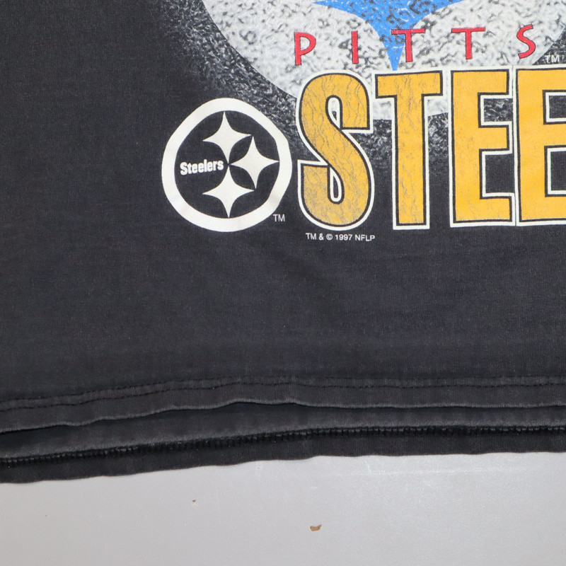 Vintage Pittsburgh Steelers T Shirt 3XL NFL Football 90s Logo Mens Faded view 2