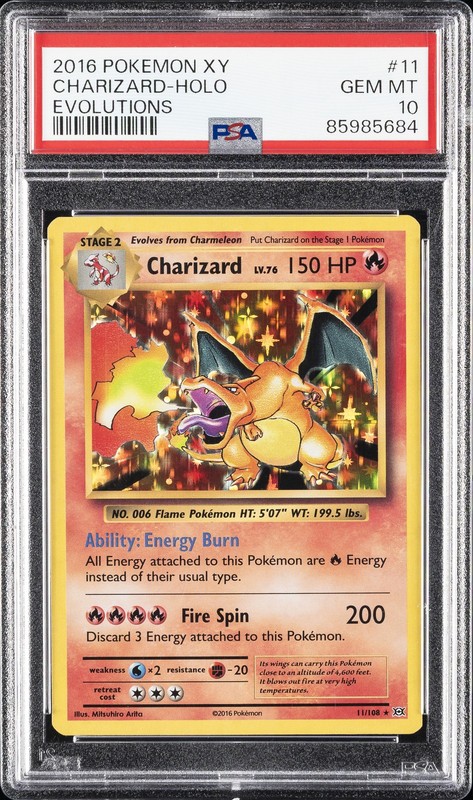 2016 POKEMON XY EVOLUTIONS #11 CHARIZARD-HOLO PSA 10