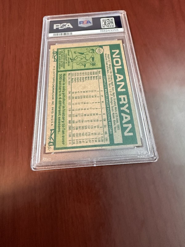 1977 Topps #650 Nolan Ryan HOF. PSA 7 NRMT view 2