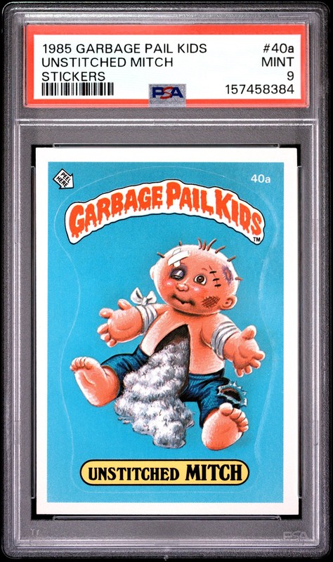 1985 GARBAGE PAIL KIDS STICKERS #40A UNSTITCHED MITCH PSA 9