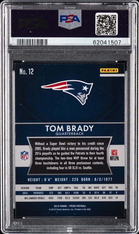 2015 PANINI PRIZM #12 TOM BRADY PSA 10 view 2