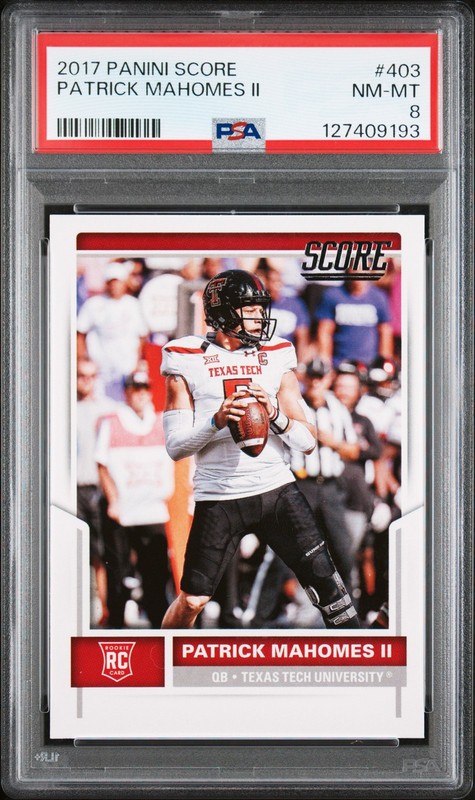 2017 PANINI SCORE #403 PATRICK MAHOMES II ROOKIE RC PSA 8