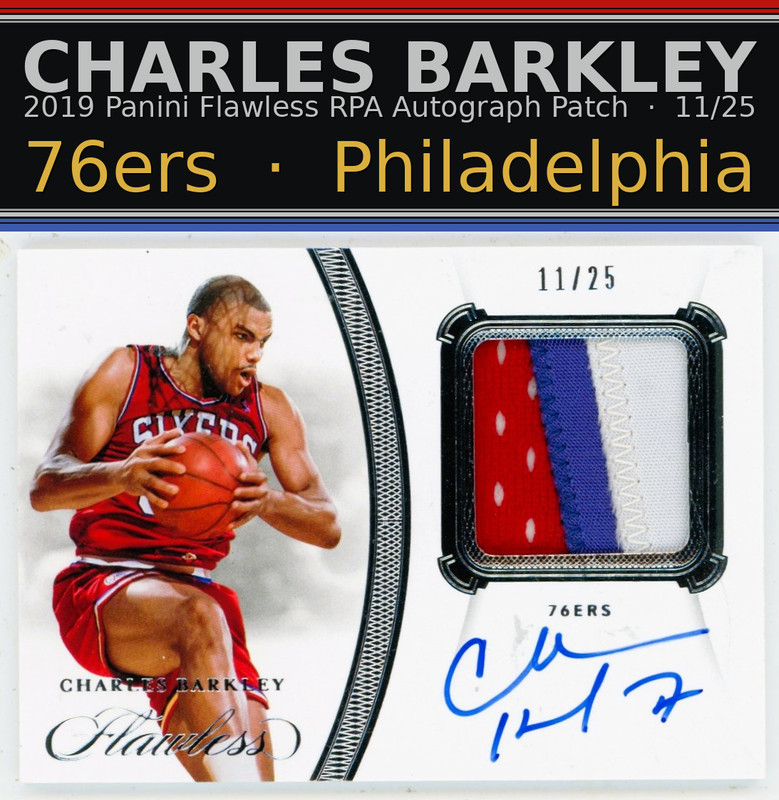 2019 Panini Flawless Charles Barkley Game Worn Used Auto Patch /25 76ers  HOF