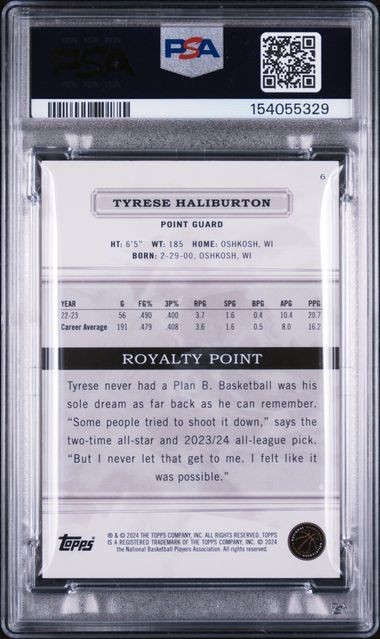 2023 Topps Royalty Tyrese Haliburton Green 5/5 PSA 7 #6 Indiana Pacers NBA view 2