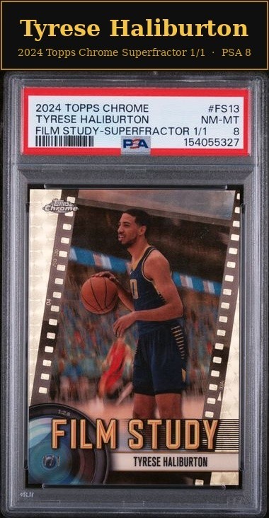 2024 Topps Chrome Tyrese Haliburton Film Study Superfractor 1/1 PSA 8 Pacers NBA
