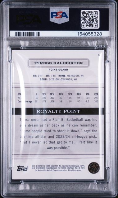 2023 Topps Royalty Tyrese Haliburton Gold /10 PSA 8 NM-MT #6 Pacers NBA view 2