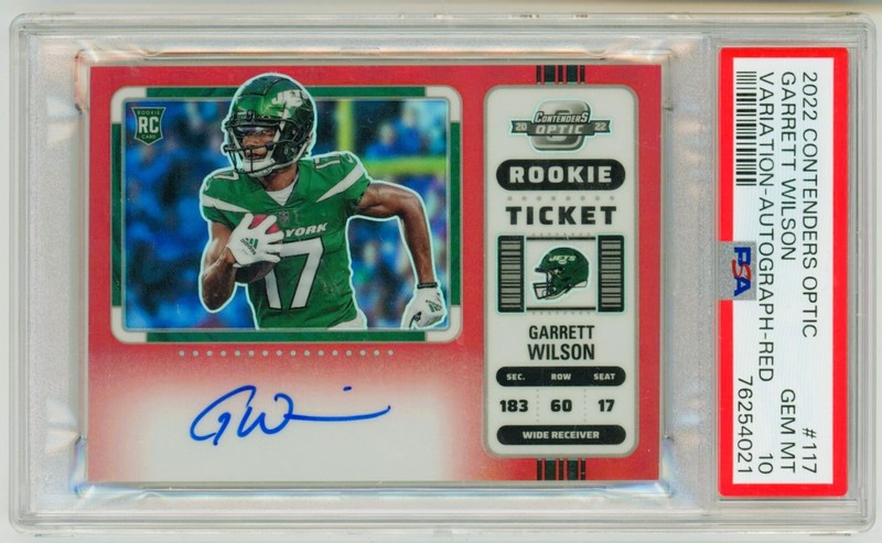 2022 Panini Contenders Optic Garrett Wilson Red Rookie Card RC Auto /50 PSA 10