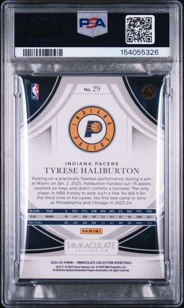 2024 Panini Immaculate FOTL Tyrese Haliburton /11 PSA 8 #29 Indiana Pacers NBA view 2