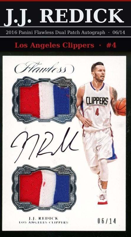 2016-17 Panini Flawless JJ Redick Dual Game Used Auto Patch /14 LA Clippers NBA