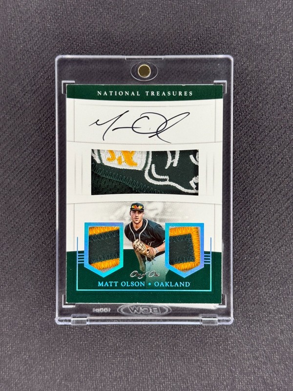 MATT OLSON 2017 Panini National Treasures Triple Patch Rookie Platinum Auto 1/1