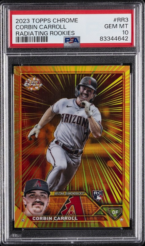 2023 TOPPS CHROME RADIATING ROOKIES #RR3 CORBIN CARROLL PSA 10
