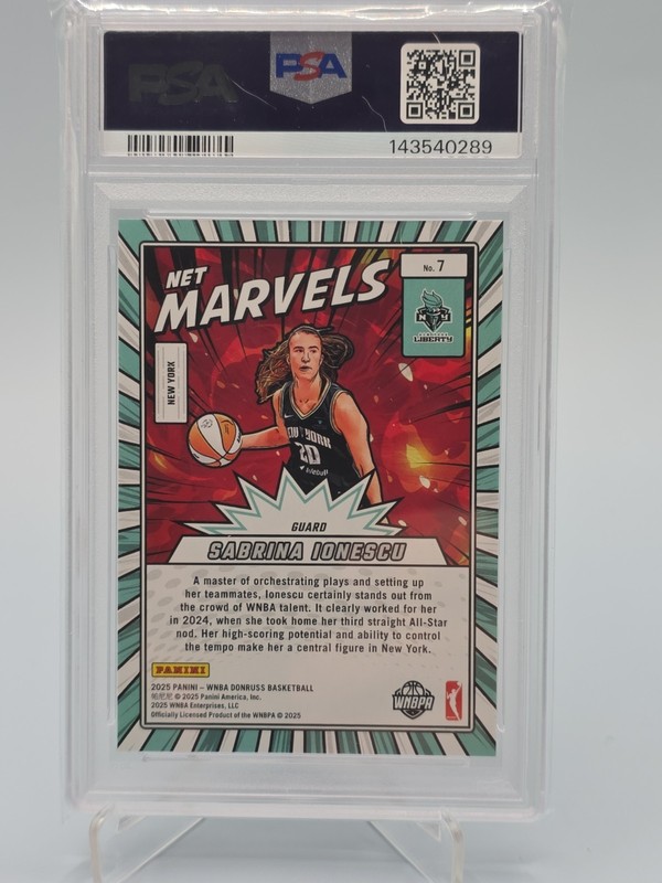 PSA 10 2025 Panini Donruss WNBA Net Marvels #7 Sabrina Ionescu Diamond POP 2 view 2