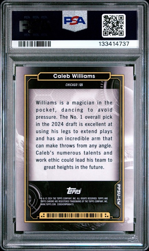 2024 TOPPS COSMIC CHROME PLANETARY PURSUIT SUN #CW CALEB WILLIAMS PSA 9 view 2