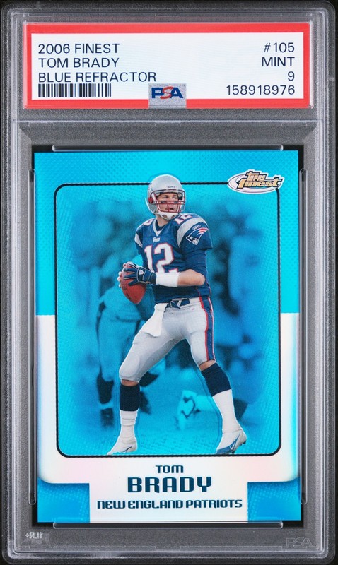 2006 TOPPS FINEST BLUE REFRACTOR #105 TOM BRADY 73/299 PSA 9