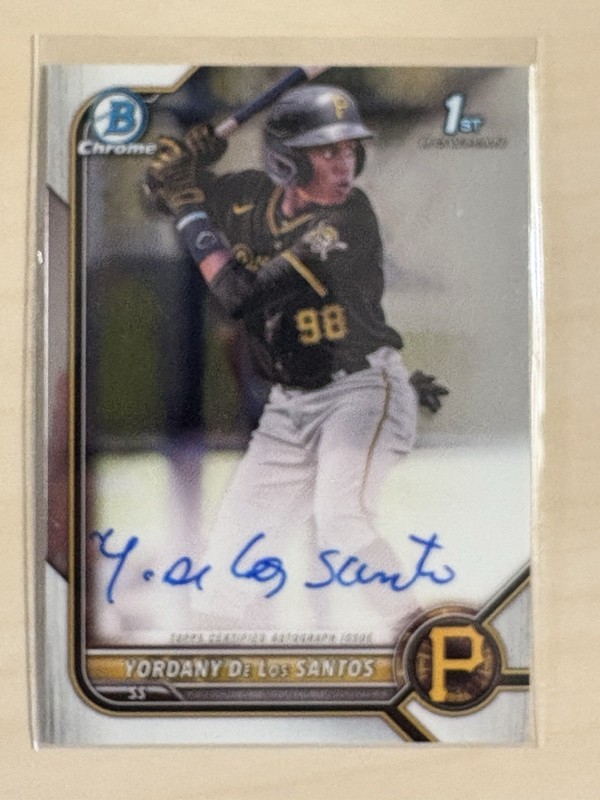 2022 Bowman Chrome  Yordany De Los Santos Autograph #CPA-YD Auto Pirates FY