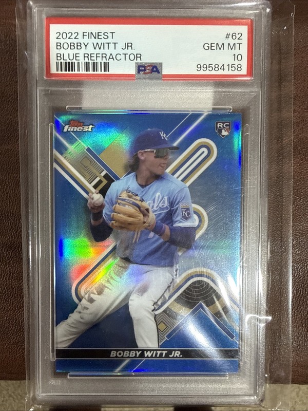 2022 Topps Finest - Bobby Witt Jr. #62 Blue Refractor /150 (RC) Psa 10
