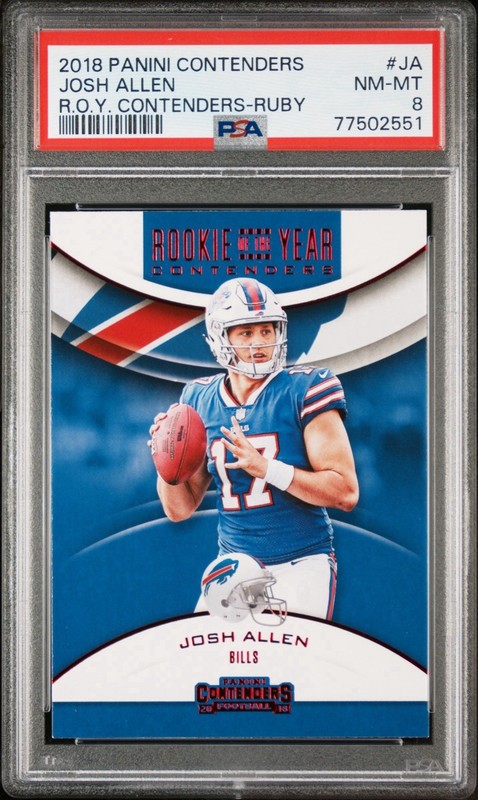 2018 PANINI CONTENDERS - ROTY Contenders RUBY JOSH ALLEN RC PSA NM-8 POP 9 BILLS
