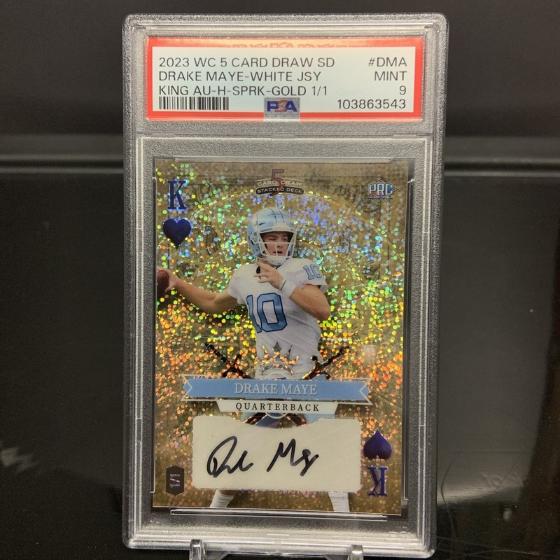 TRUE 1/1 DRAKE MAYE 2023 WILD CARD RC AUTO KING GOLD SPARKLE HOLO #1/1 PSA ROY