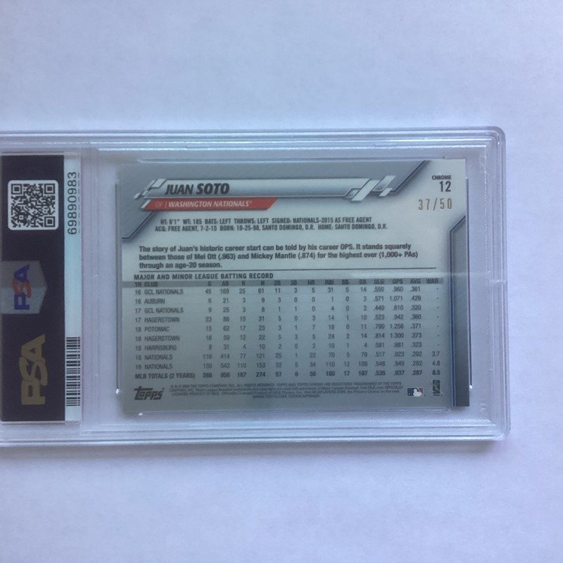 2020 Topps Chrome - Juan Soto #12 Gold Refractor Holding Bat /50 PSA Grade 8  view 2
