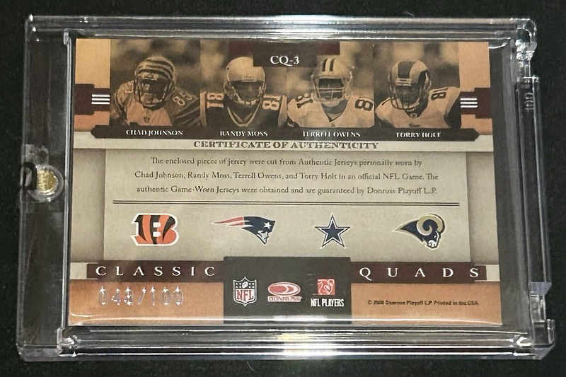 2008 Donruss Classics Classic Quads CQ-3 Johnson Moss Owens Holt Quad Relic /100 view 2