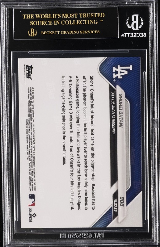 2025 TOPPS NOW #906 SHOHEI OHTANI BGS 10 BLACK LABEL view 2