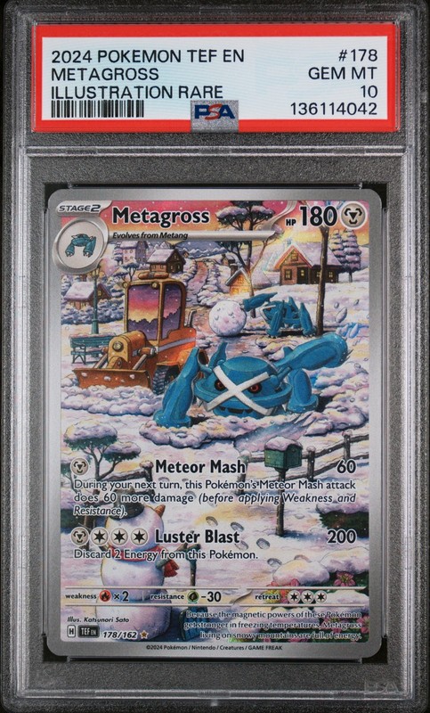 2024 POKEMON TEF EN-TEMPORAL FORCES ILLUSTRATION RARE #178 METAGROSS PSA 10