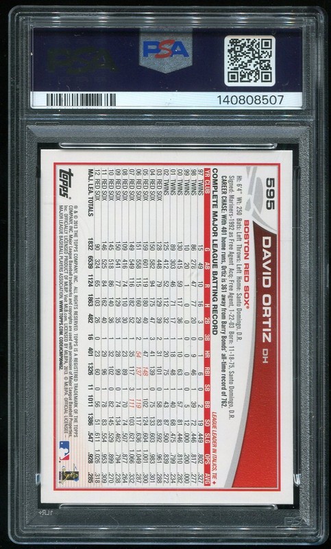 2013 Topps David Ortiz #595 PSA 10 (140808507) view 2