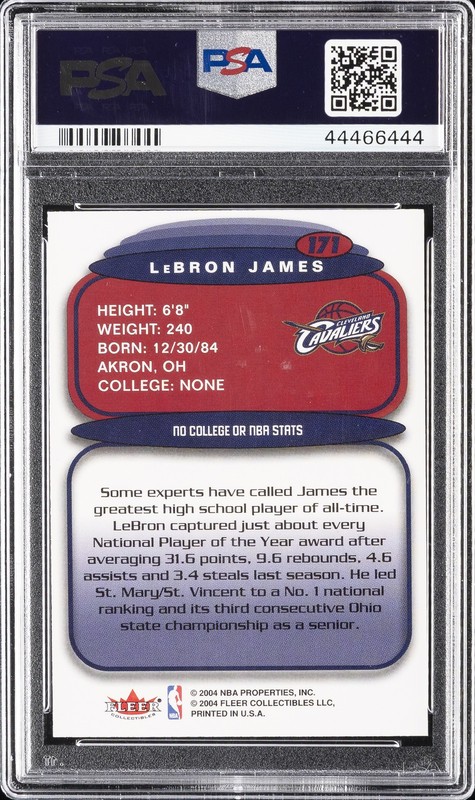 2003 ULTRA #171 LEBRON JAMES ROOKIE RC #/500 PSA 8 view 2
