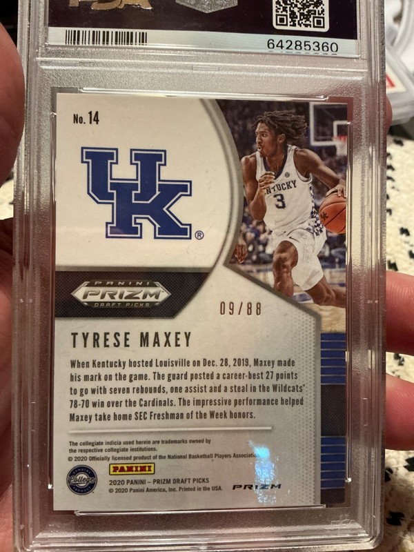 2020 PANINI PRIZM DP TYRESE MAXEY ROOKIE RED CHOICE PSA 10 09/88 76ers view 2