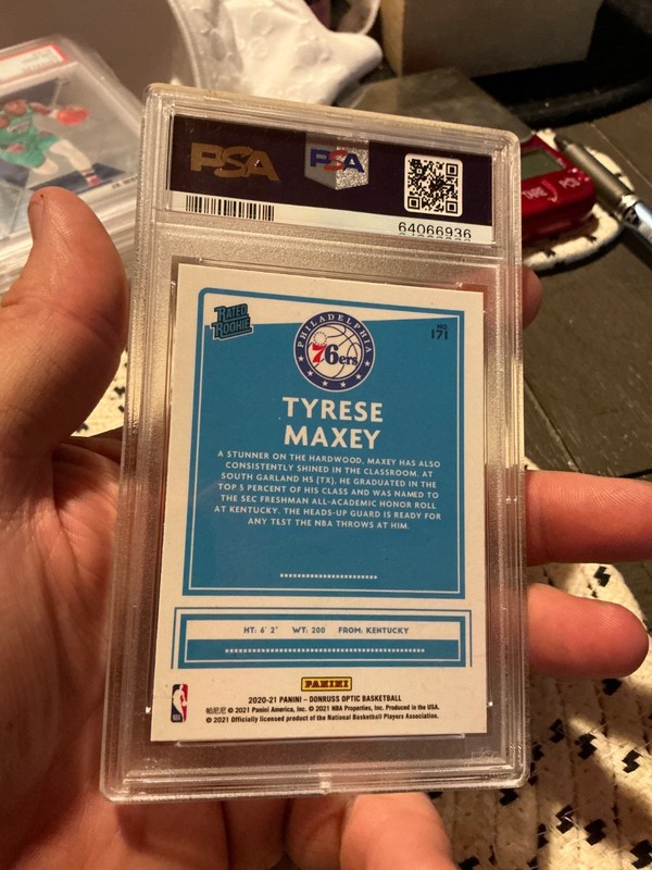 TYRESE MAXEY 2020 DONRUSS OPTIC FANATICS RC PSA 10 GEM MINT 76ERS view 2