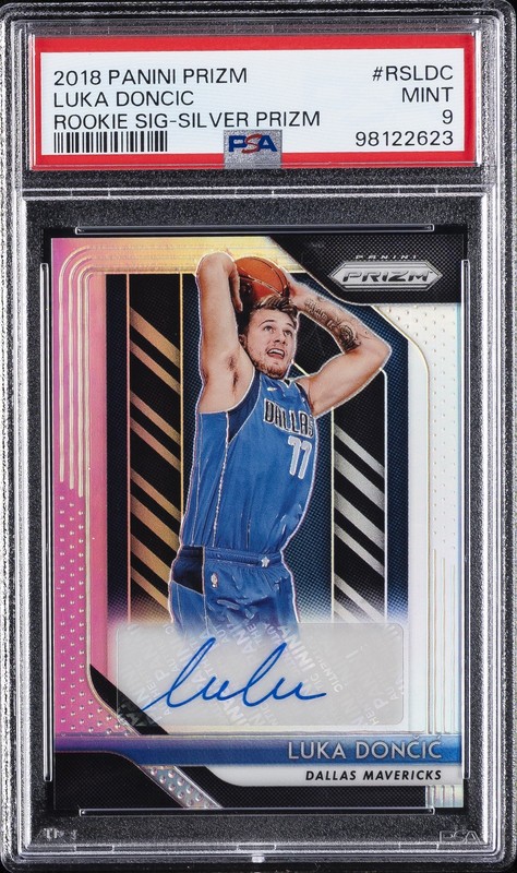 2018 PANINI PRIZM ROOKIE SIGNATURES SILVER PRIZM #RSLDC LUKA DONCIC PSA 9 AUTO