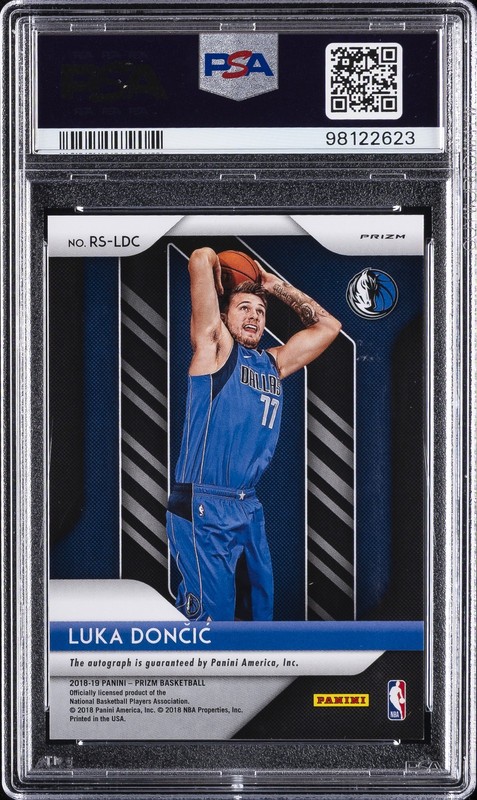 2018 PANINI PRIZM ROOKIE SIGNATURES SILVER PRIZM #RSLDC LUKA DONCIC PSA 9 AUTO view 2