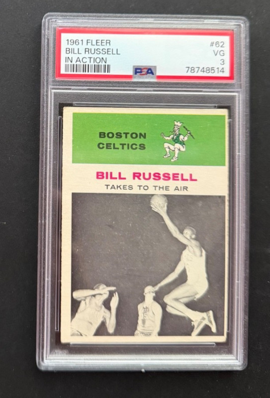 1961 FLEER IN ACTION #62 BILL RUSSELL PSA 3 Boston Celtics HOF