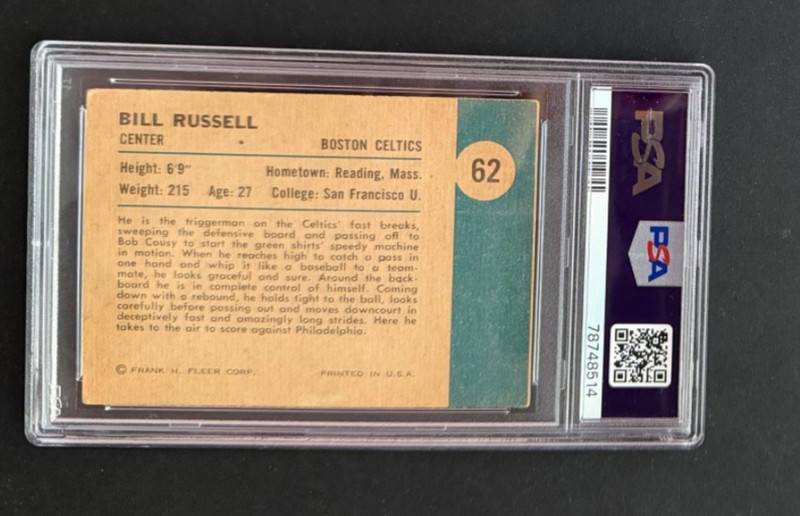 1961 FLEER IN ACTION #62 BILL RUSSELL PSA 3 Boston Celtics HOF view 2