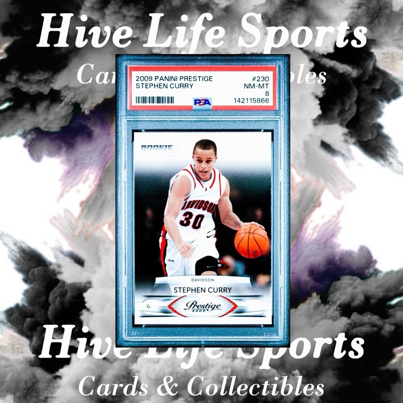 Stephen Curry 2009-10 Panini Prestige Rookie RC #230 Warriors PSA 8