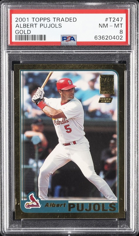 2001 TOPPS TRADED GOLD #T247 ALBERT PUJOLS ROOKIE RC 1401/2001 PSA 8