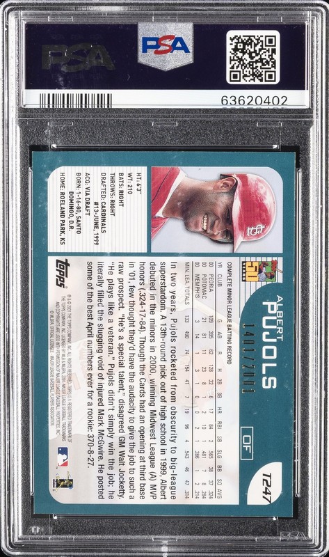 2001 TOPPS TRADED GOLD #T247 ALBERT PUJOLS ROOKIE RC 1401/2001 PSA 8 view 2