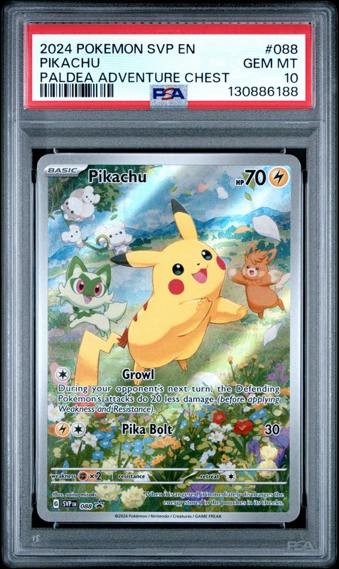 2024 POKEMON SVP EN-SV BLACK STAR PROMO PALDEA ADVENTURE CHEST PIKACHU PSA 10