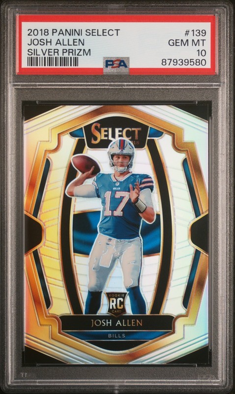 2018 Panini Select Premier Level Josh Allen #139 Silver Prizm RC PSA 10 Bills