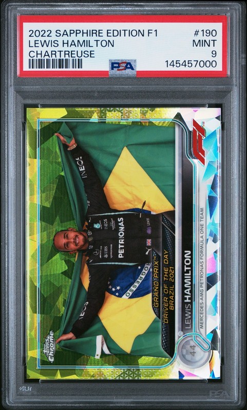 2022 TOPPS CHROME FORMULA 1 SAPPHIRE EDITION #190 LEWIS HAMILTON 154/199 PSA 9