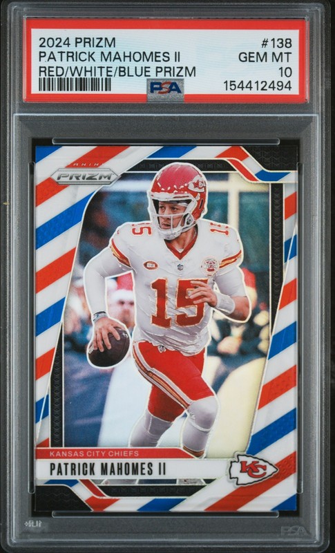 2024 PANINI PRIZM RED/WHITE/BLUE PRIZM #138 PATRICK MAHOMES II PSA 10