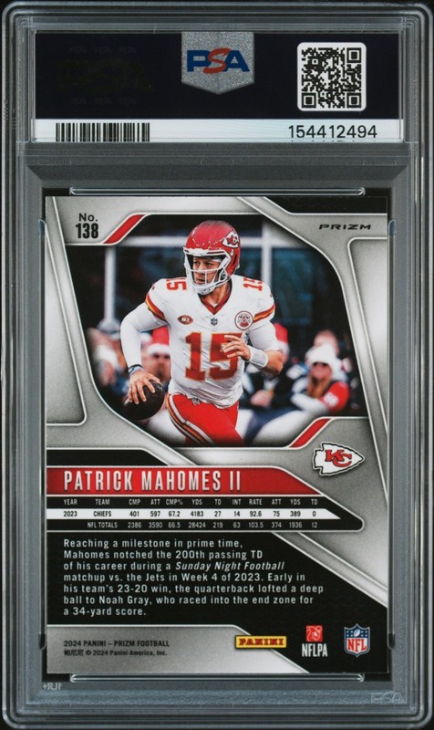 2024 PANINI PRIZM RED/WHITE/BLUE PRIZM #138 PATRICK MAHOMES II PSA 10 view 2