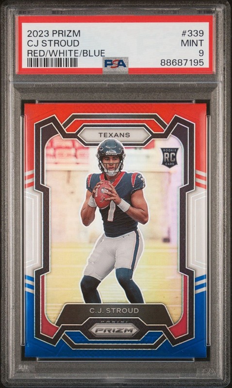 PSA 9 2023 Panini Prizm Rookies C.J. Stroud #339 Red White & Blue Prizm (RC) view 2