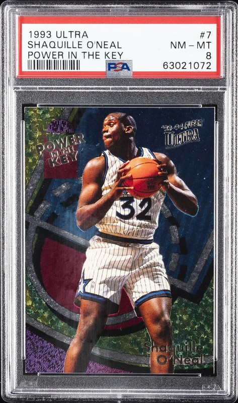 1993 ULTRA POWER IN THE KEY #7 SHAQUILLE O'NEAL PSA 8