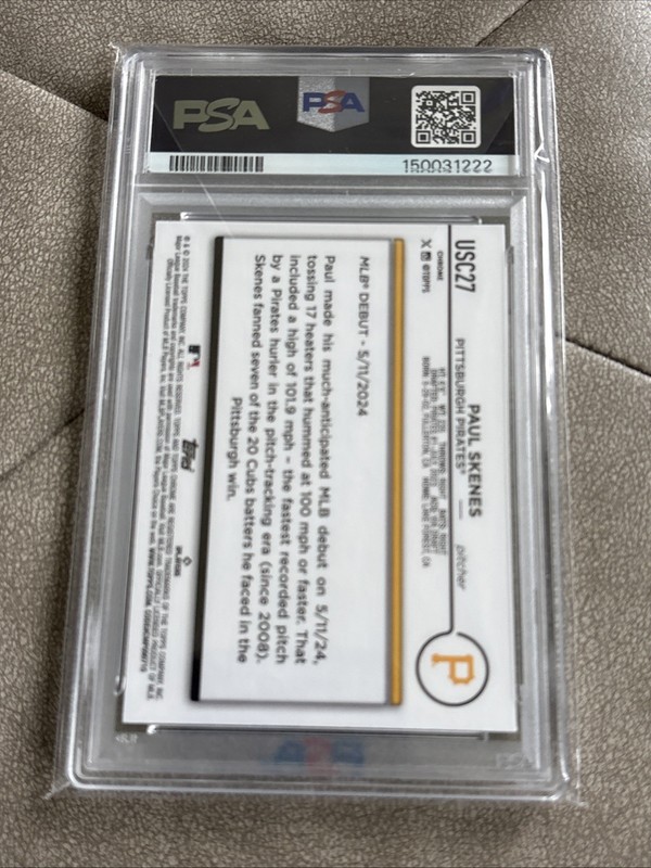 2024 Topps Chrome Update PAUL SKENES X-Fractor #USC27 PSA 9 MINT RC ROOKIE view 2