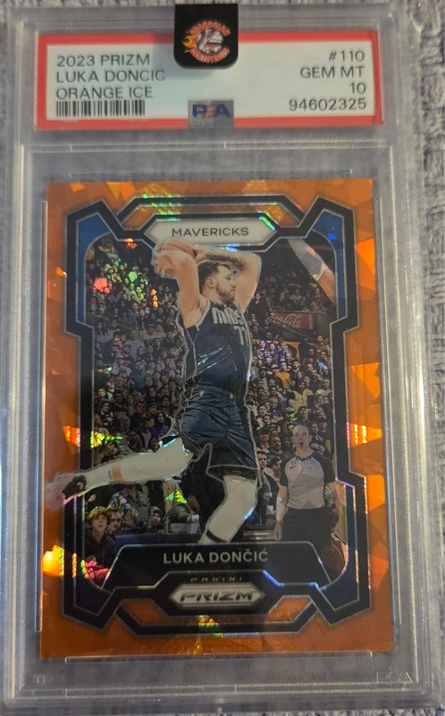 2023-24 Panini Prizm Luka Doncic #110 Orange Ice Prizm  Mavericks PSA 10 gm